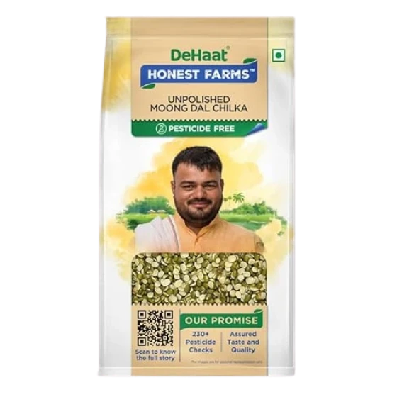 DeHaat Honest Farms Pesticide Free Unpolished Moong Dal Chilka 1 Kg