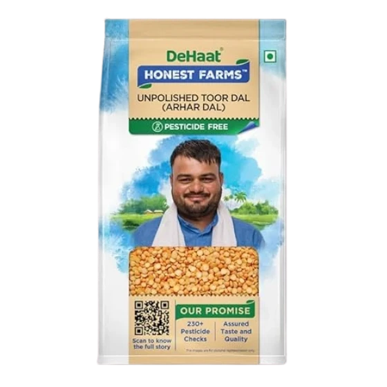 DeHaat Honest Farms Pesticide Free Unpolished Toor Dal (Arhar Dal) 1 Kg