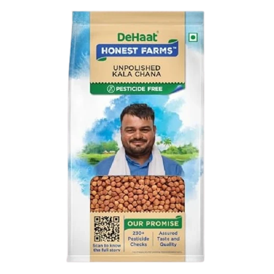DeHaat Honest Farms Pesticide Free Unpolished Kala Chana 1 Kg