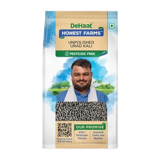 DeHaat Honest Farms Pesticide Free Unpolished Urad Kali 1 Kg