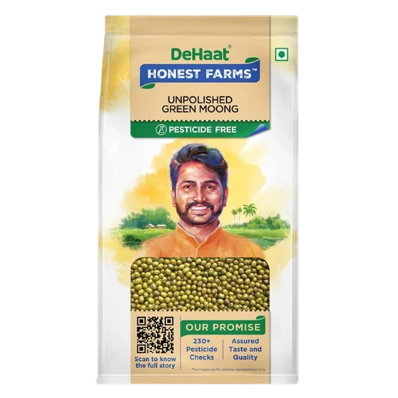 DeHaat Honest Farms Pesticide Free Unpolished Green Moong 1 Kg