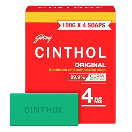 Cinthol Original Bath Soap 99.9% Germ Protection, 100G (Pack Of 4)