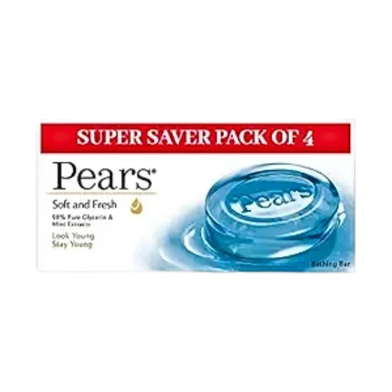 Pears Soft and Fresh Soap Bar (Combo Pack of 4)