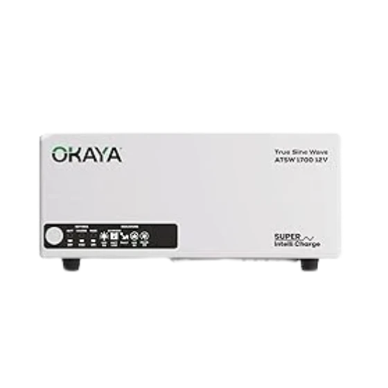Okaya ATSW 1700 Inverter for Home, Office & Shops | 1450VA/12V Pure Sinewave